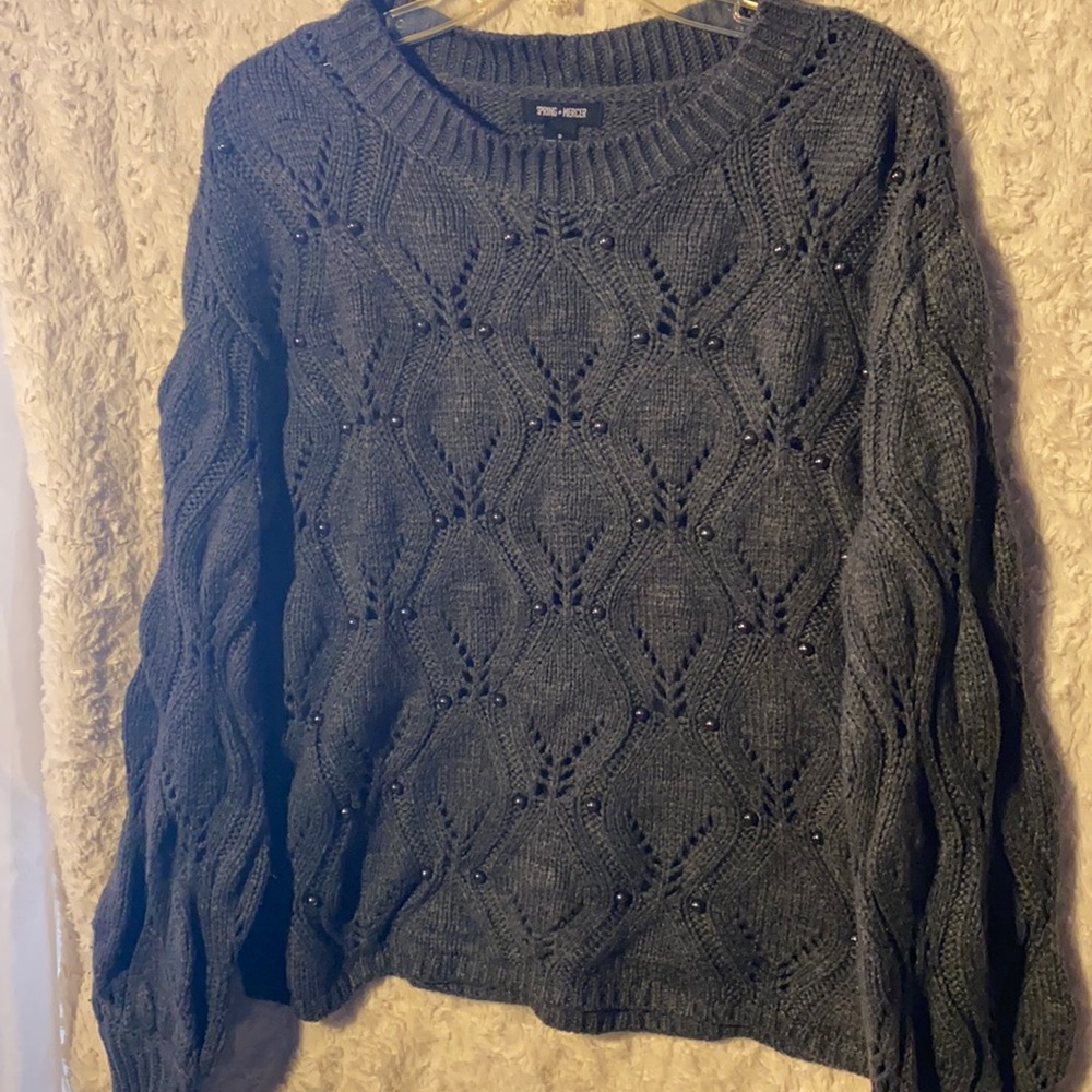 Spring and Mercer grey metal studded sweater